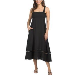 WHITE CLOSET Linen Blend Trim Maxi Dress